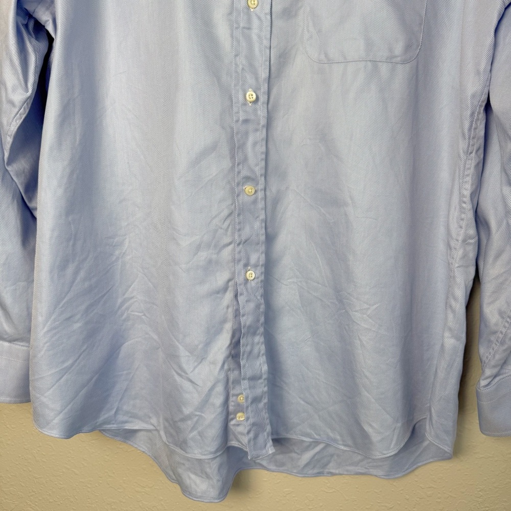 Ermenegildo Zegna blue white stripe button down dress shirt 17.5 - Picture 4 of 9